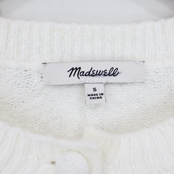 Madewell Cotton Blend Covered Button Front Cardigan Winter White Size S - Picture 4 of 7